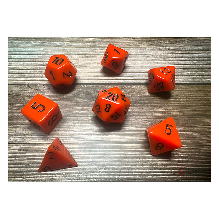 Chessex – Opauqe Polyhedral 7 Dice Set – Orange w/Black