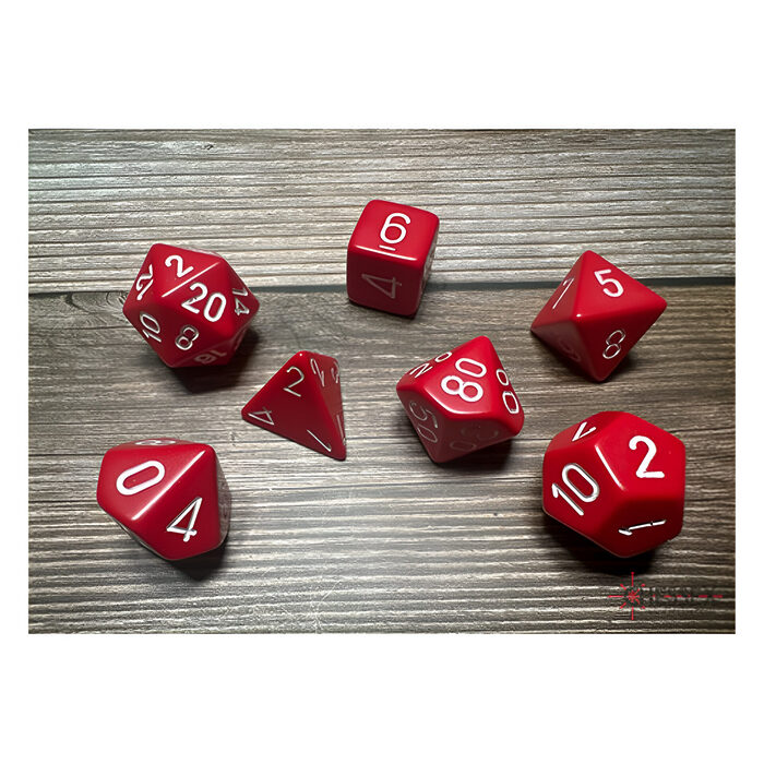 Chessex – Opaque Polyhedral 7 Dice Set – Red w/White