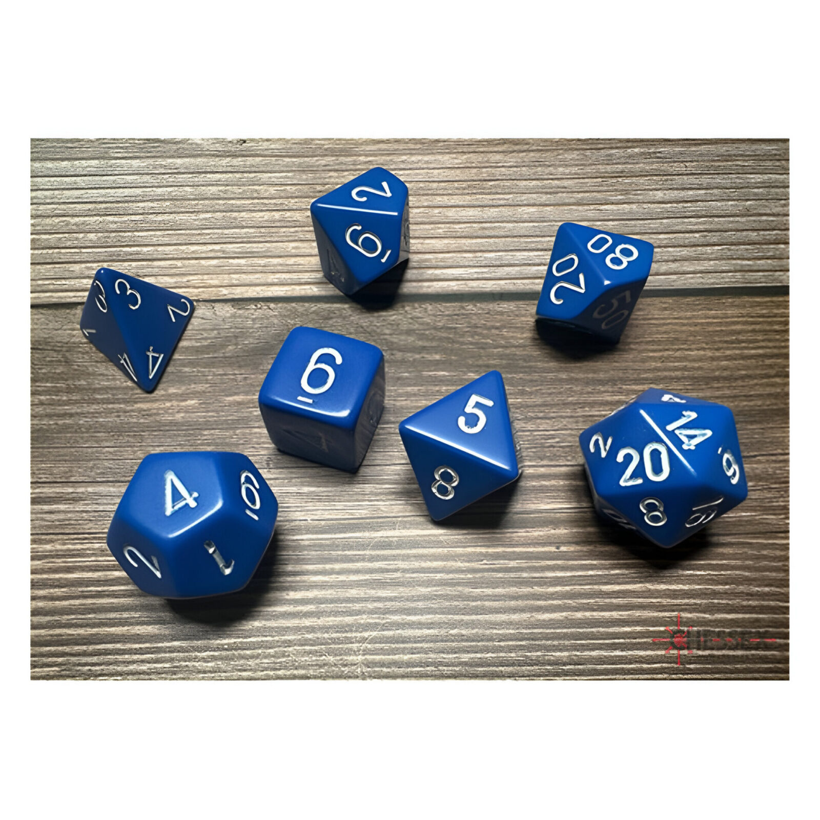 Chessex – Opaque Polyhedral 7 Dice Set – Blue w/White