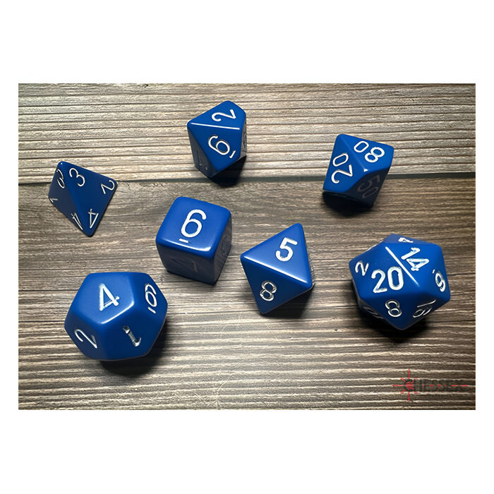 Chessex – Opaque Polyhedral 7 Dice Set – Blue w/White