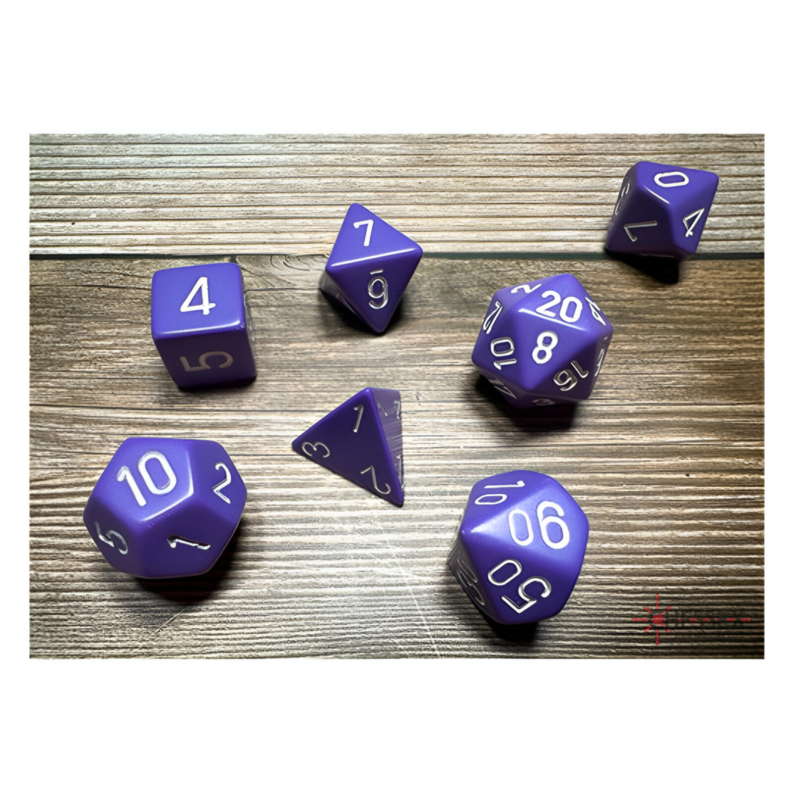 Chessex – Opaque Polyhedral 7 Dice Set – Purple w/White