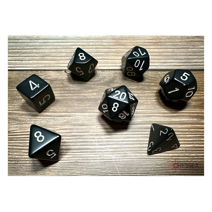 Chessex – Opaque Polyhedral 7 Dice Set – Black w/White