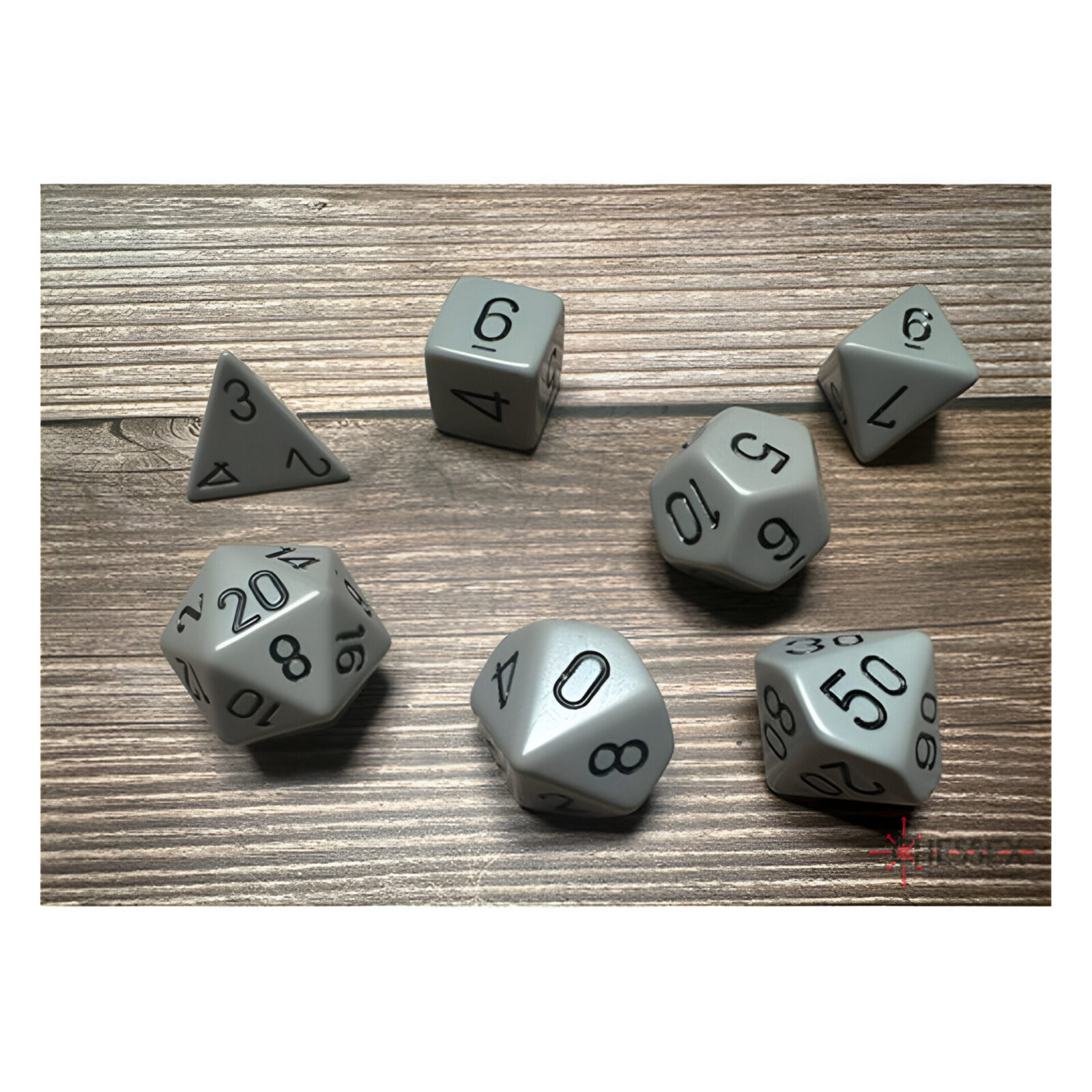 Chessex – Opaque Polyhedral 7 Dice Set – Grey w/Black