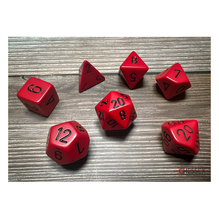 Chessex – Opauqe Polyhedral 7 Dice Set – Red w/Black