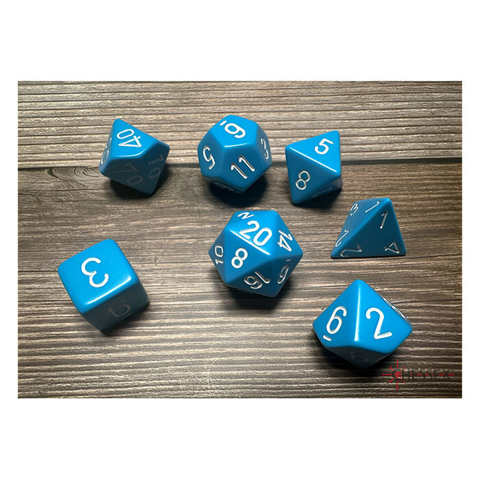 Chessex – Opaque Polyhedral 7 Dice Set – Light Blue w/White