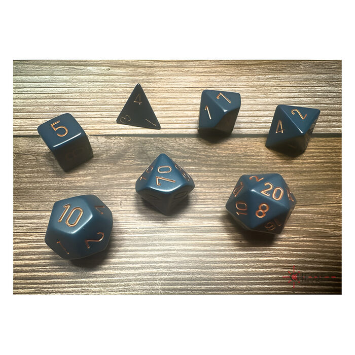 Chessex – Opauqe Polyhedral 7 Dice Set – Dusty Blue w/Gold