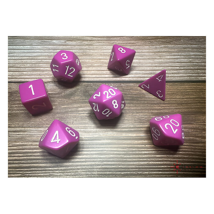 Chessex – Opaque Polyhedral 7 Dice Set – Light Purple w/White