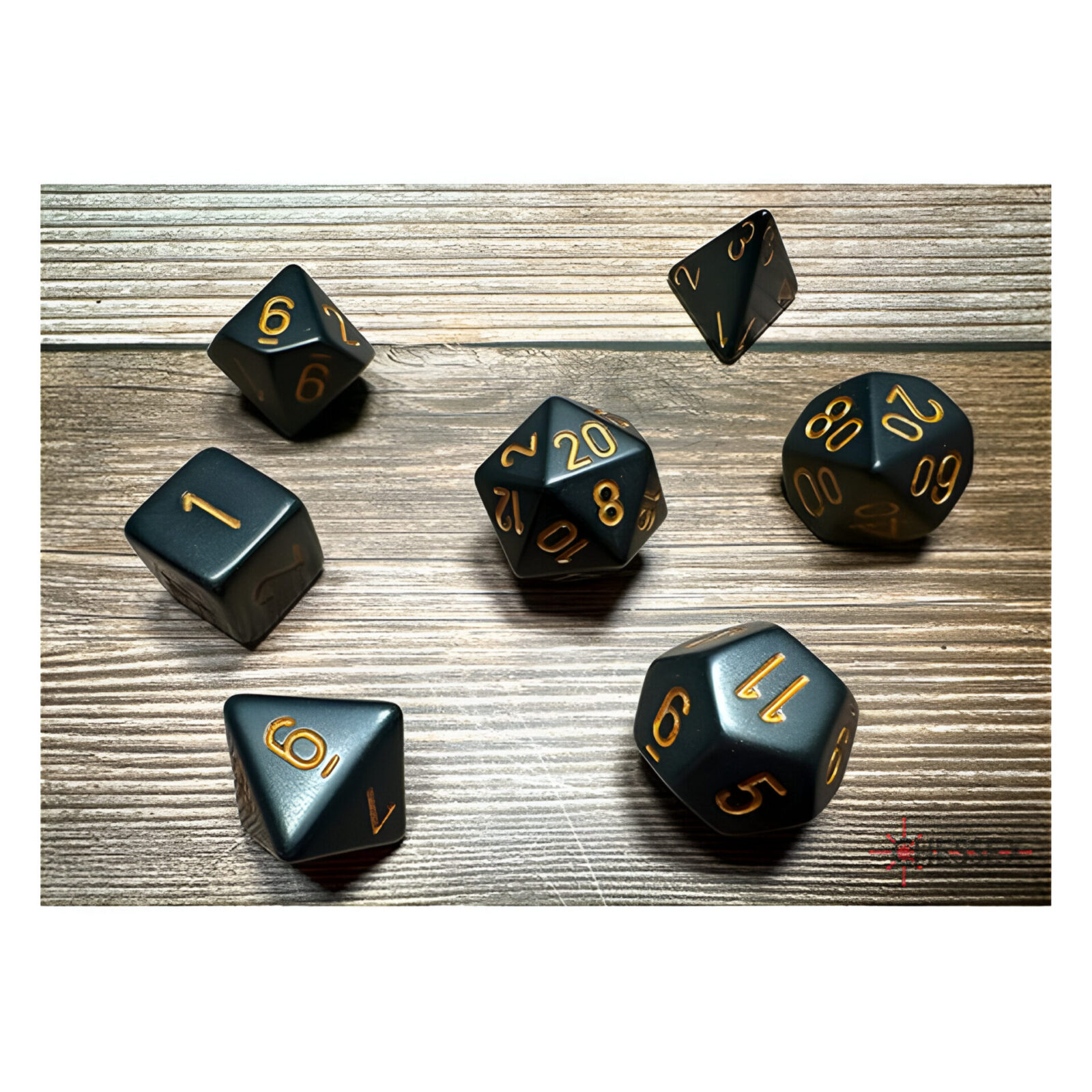 Chessex – Opaque Polyhedral 7 Dice Set – Black w/Gold