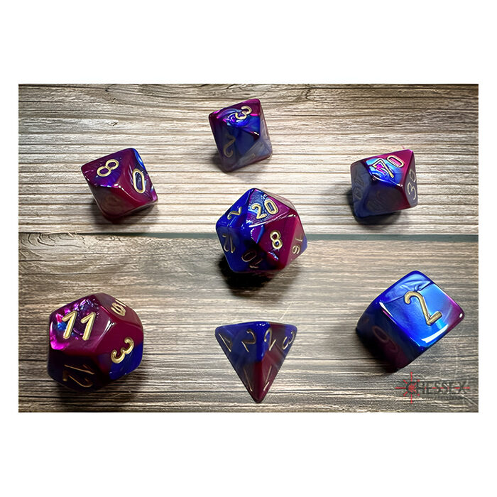 Chessex – Gemini Polyhedral 7 Dice Set – Blue-Purple w/Gold