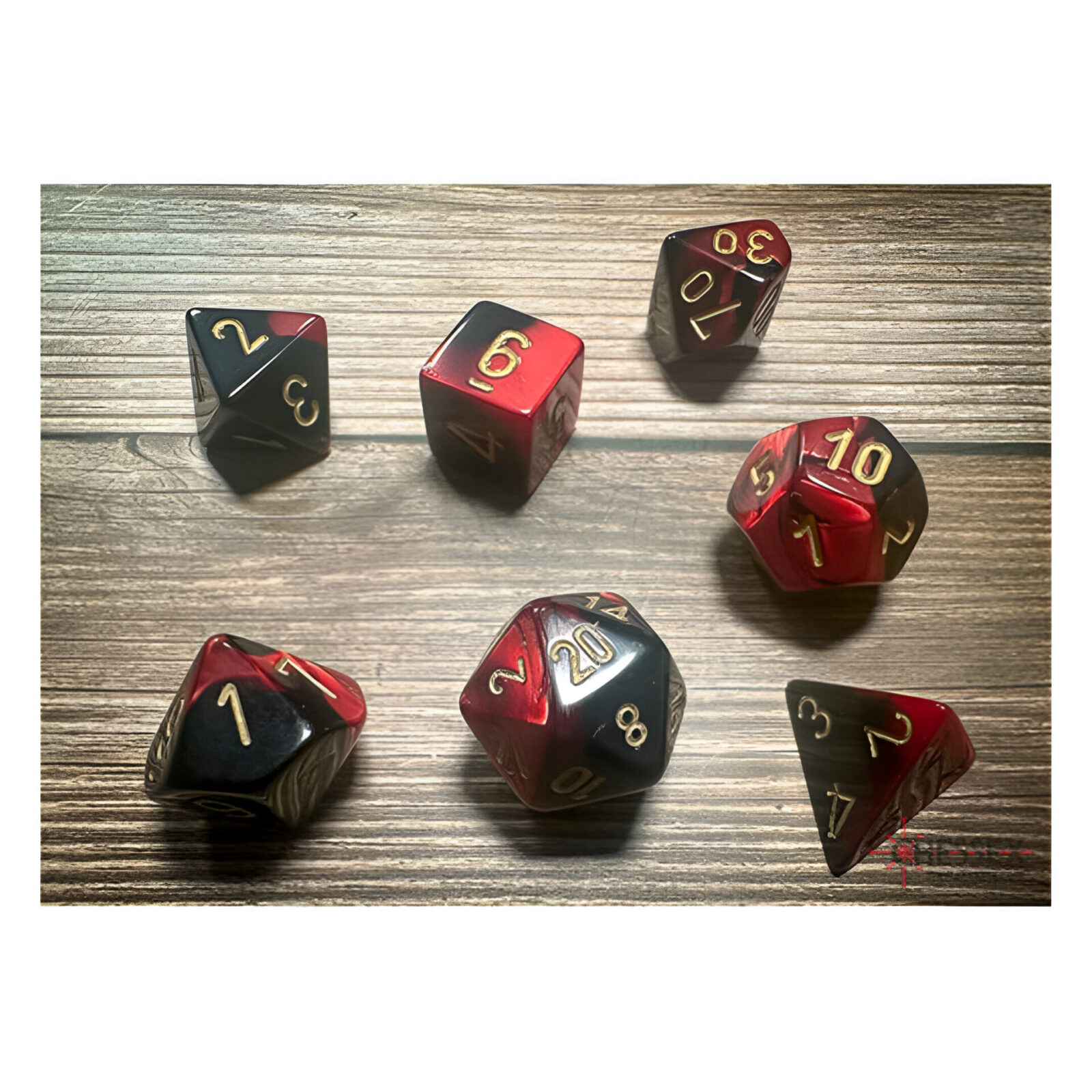 Chessex – Gemini Polyhedral 7 Dice Set – Black-Red w/Gold