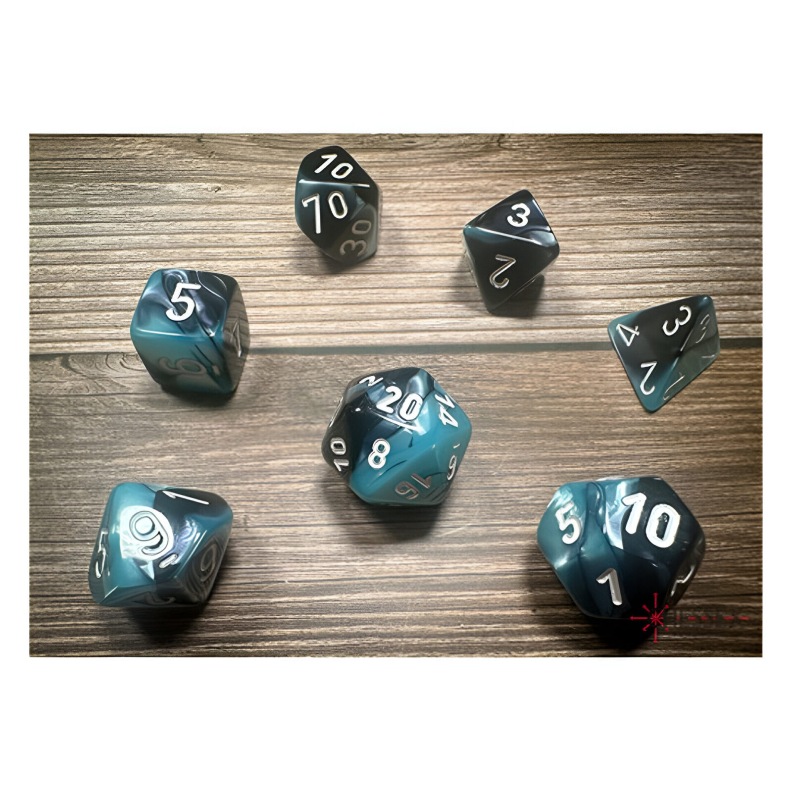 Chessex – Gemini Polyhedral 7 Dice Set – Black-Shell w/White