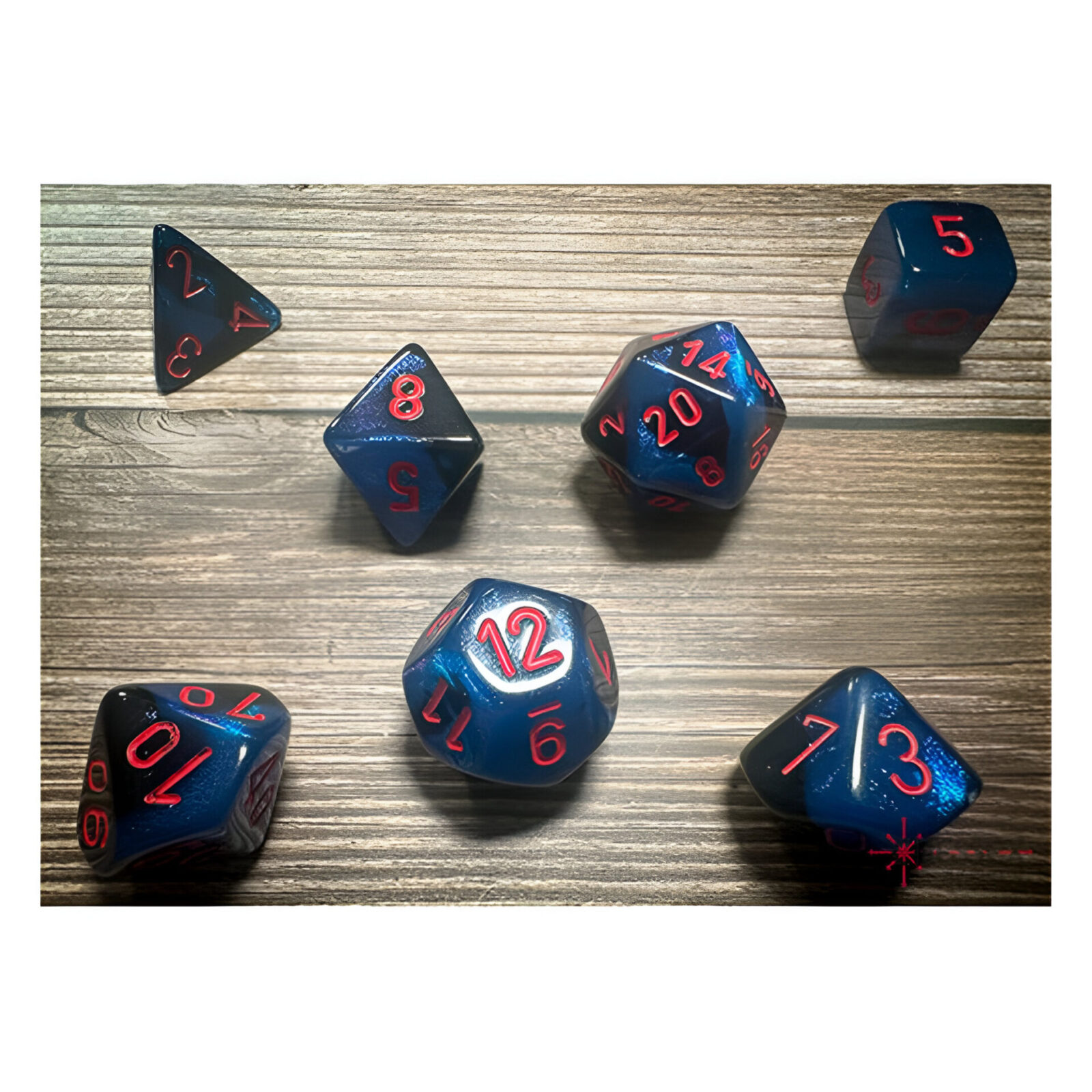 Chessex – Gemini Polyhedral 7 Dice Set – Black-Starlight w/Red