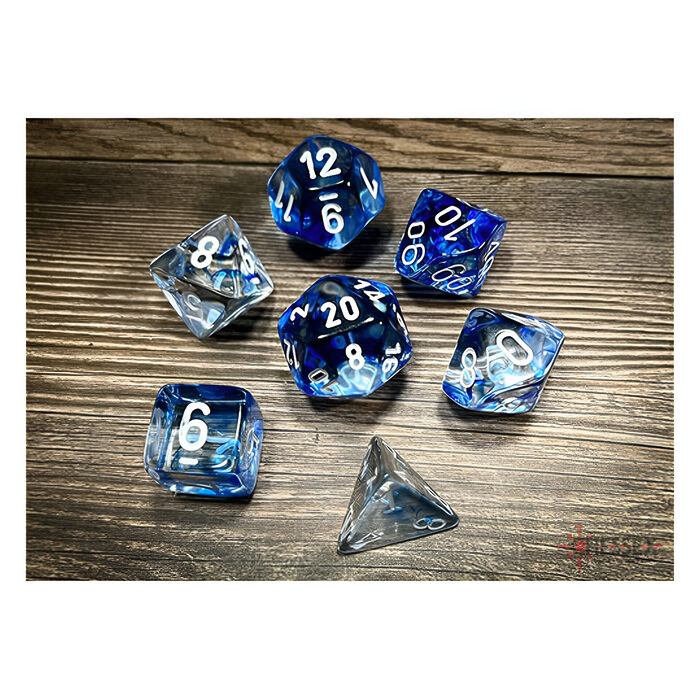 Chessex – Nebula Polyhedral 7 Dice Set – Dark Blue w/White