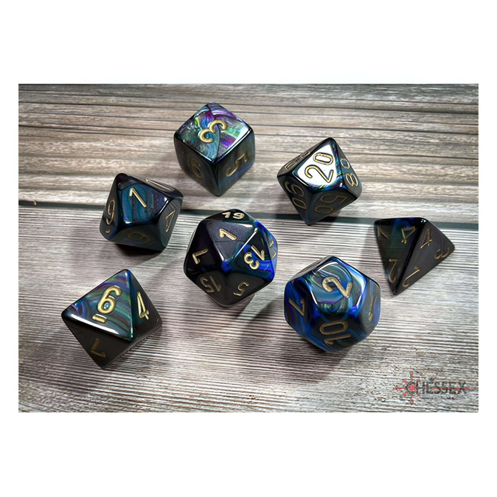 Chessex – Lustrous Polyhedral 7 Dice Set – Shadow w/Gold