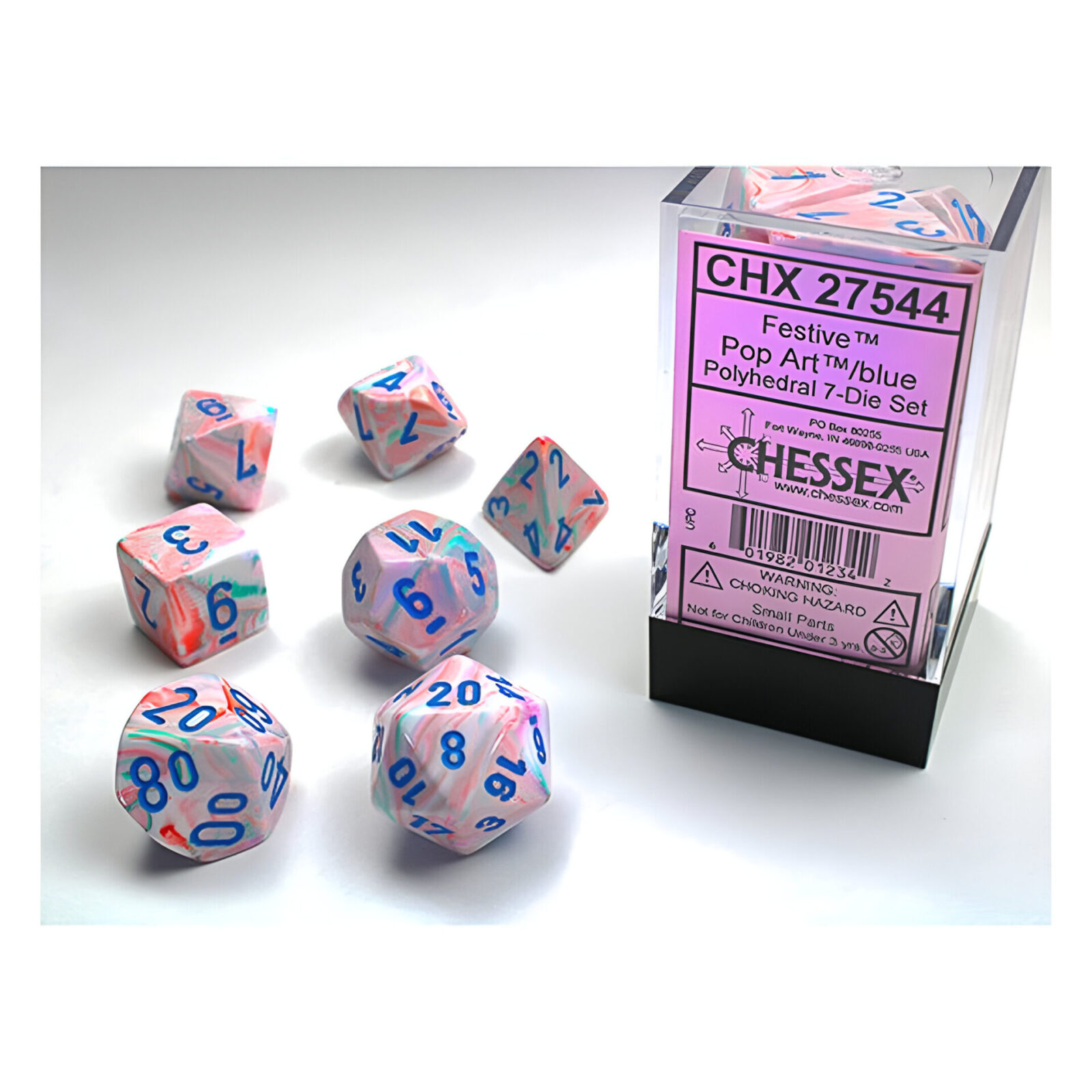 Chessex – Festive Polyhedral 7 Dice Set – Pop Art Blue