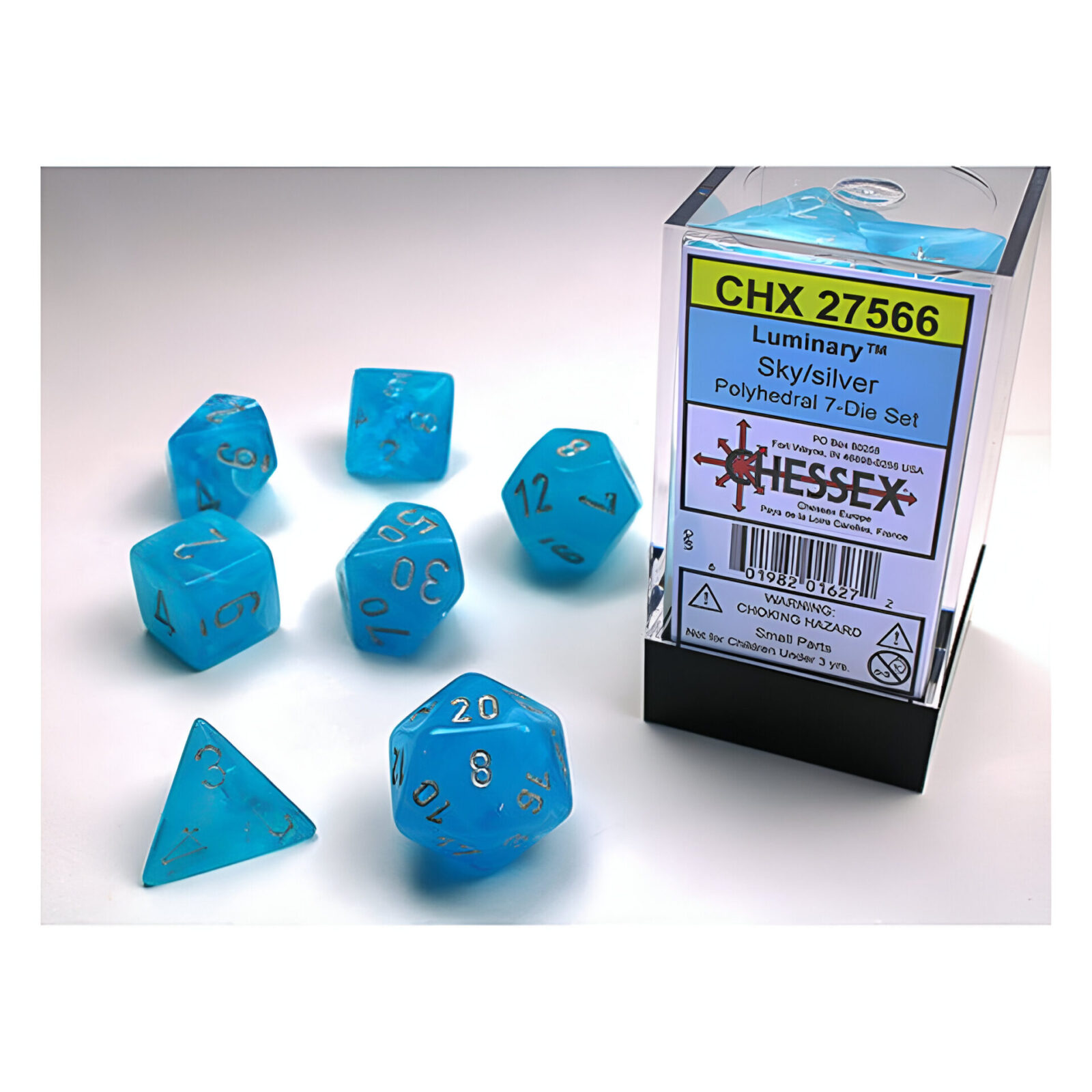 Chessex – Borealis Polyhedral 7 Dice Set – Luminary Sky Silver