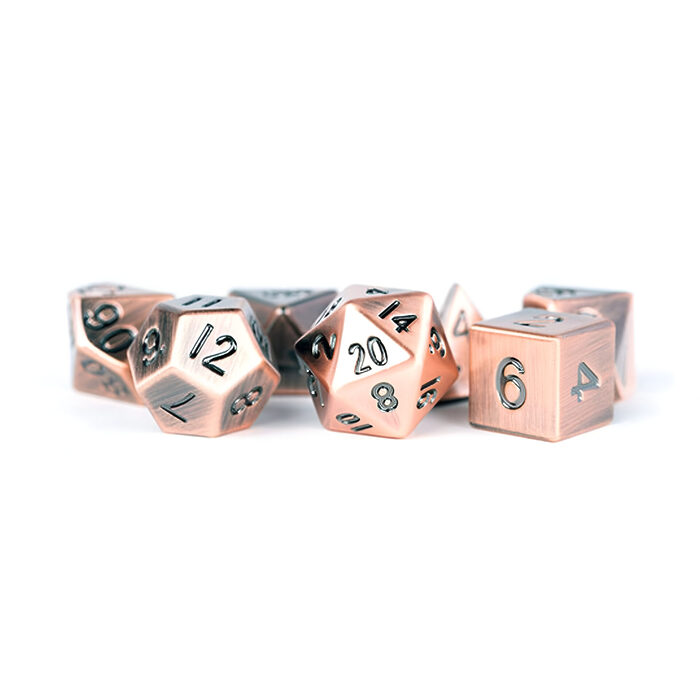 Fanroll – 16mm Metal Polyhedral Dice Set: Antique Copper