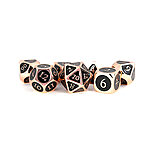 Fanroll – 16mm Metal Polyhedral Dice Set: Copper w/ Black Enamel