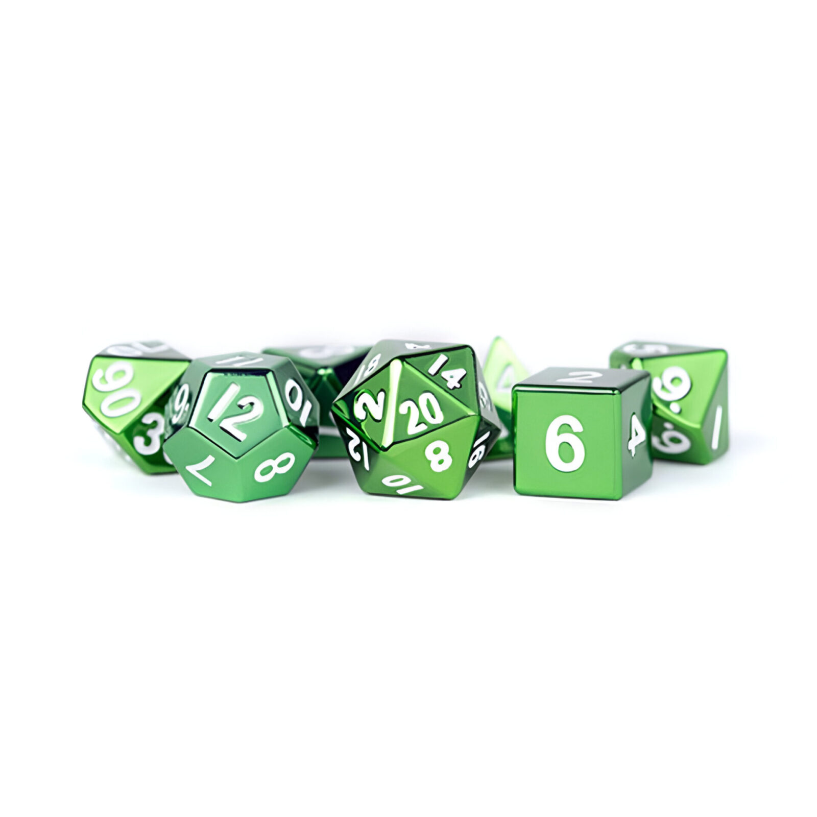 Fanroll – 16mm Metal Polyhedral Dice Set: Green