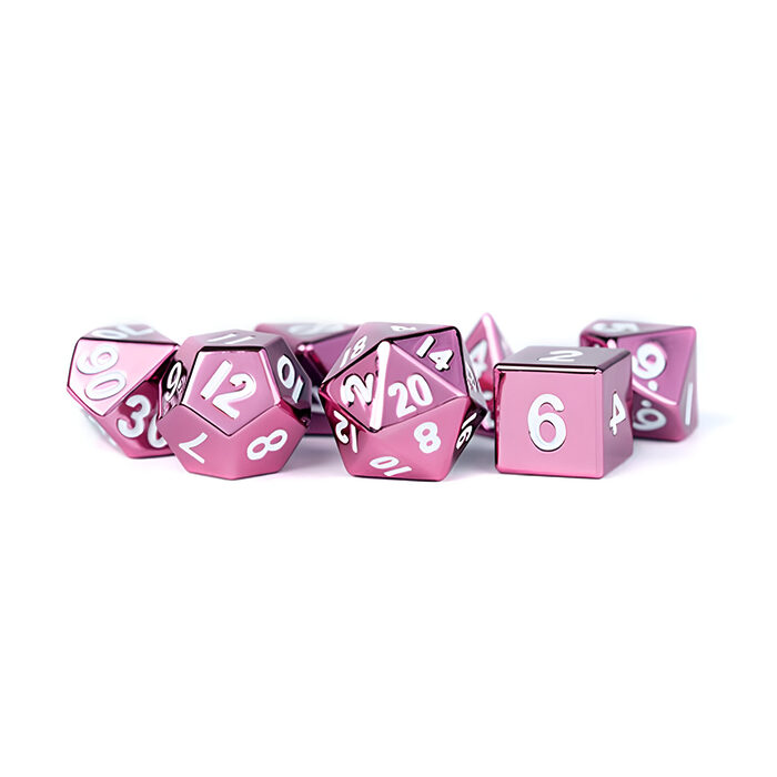 Fanroll – 16mm Metal Polyhedral Dice Set: Pink