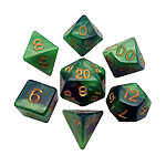 Fanroll – 16mm Acrylic Polyhedral Dice Set: Green/Light Green w/ Gold Numbers