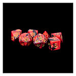 Fanroll – 16mm Acrylic Polyhedral Dice Set: Red/Black w/ Gold Numbers