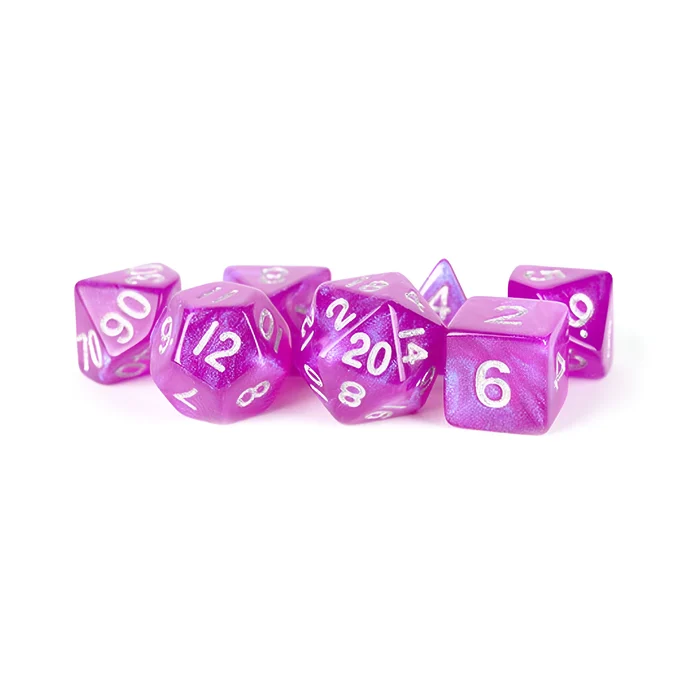 Fanroll – 16mm Acrylic Polyhedral Dice Set: Stardust Purple 3