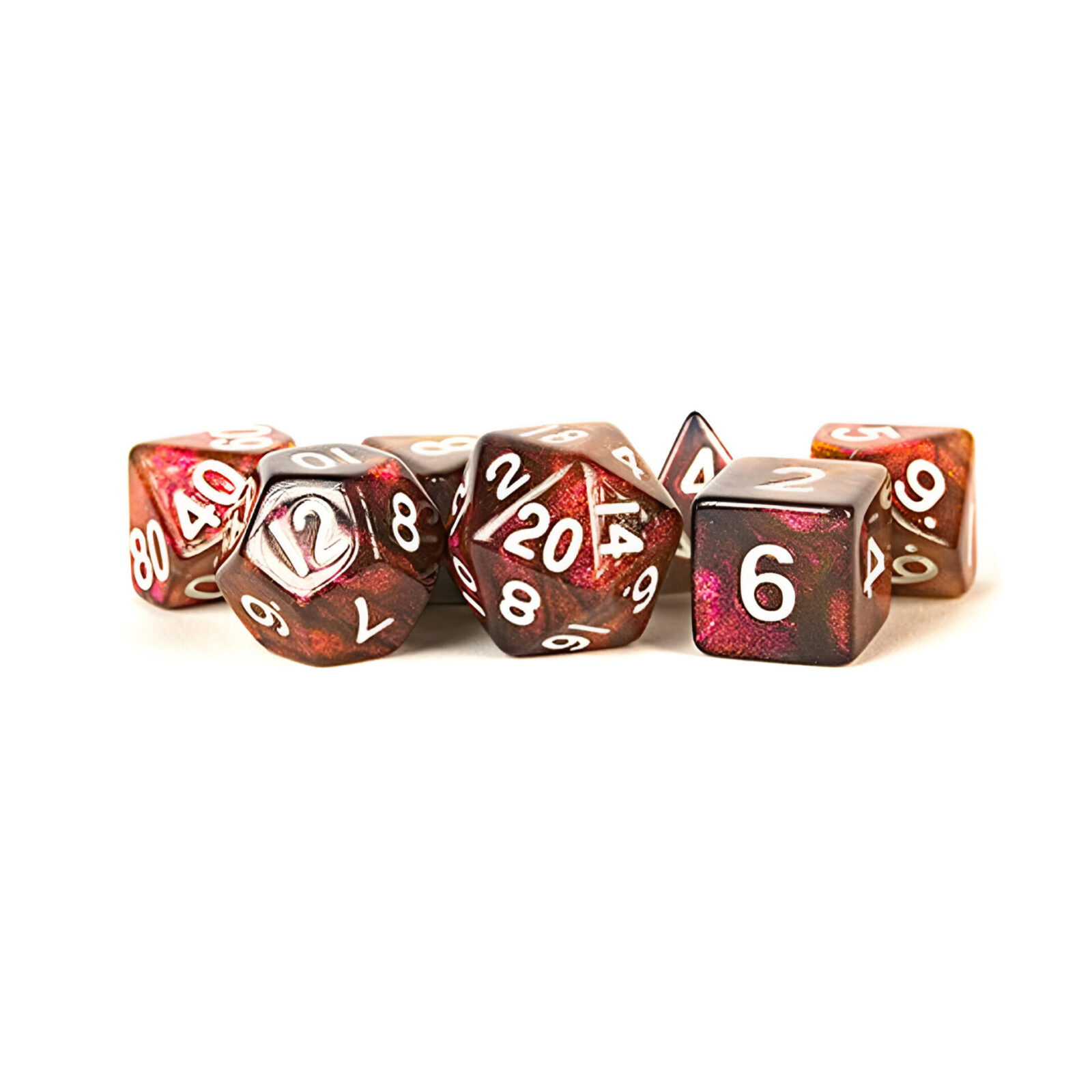 Fanroll – 16mm Acrylic Polyhedral Dice Set: Stardust Supervolcano