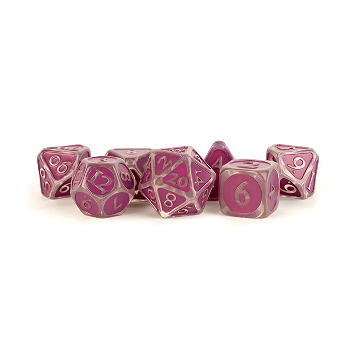 Fanroll – 16mm Enamel Acrylic Poly Dice Set: Ice w/ Purple Enamel 3