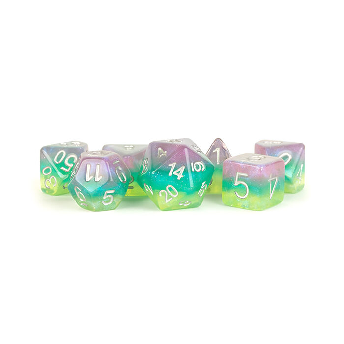 Fanroll – 16mm Resin Poly Dice Set: Layered Stardust Radiance