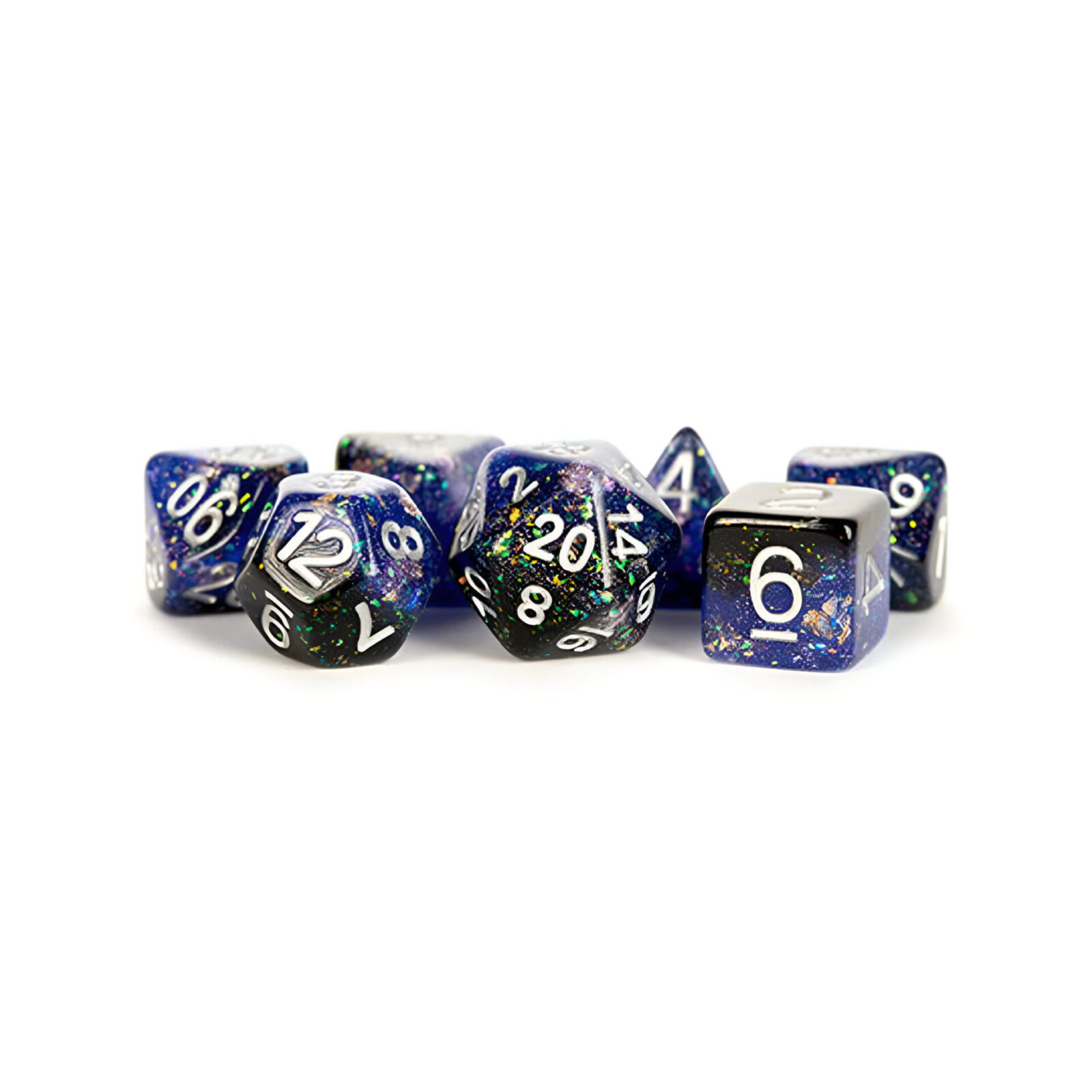 Fanroll – 16mm Resin Polyhedral Dice Set: Eternal Blue/Black