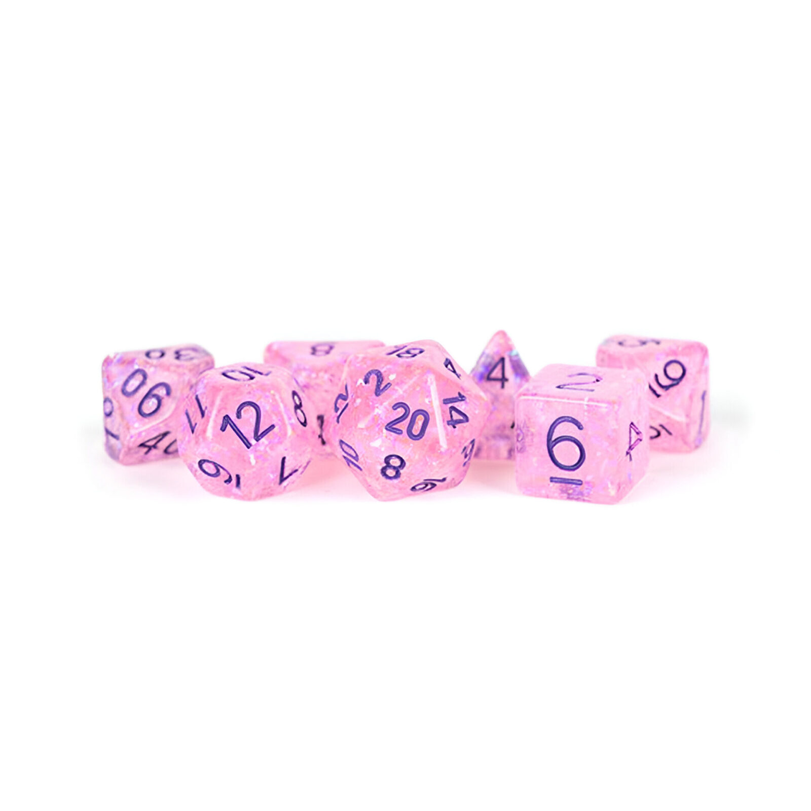 Fanroll – 16mm Resin Polyhedral Dice Set: Flash Pink