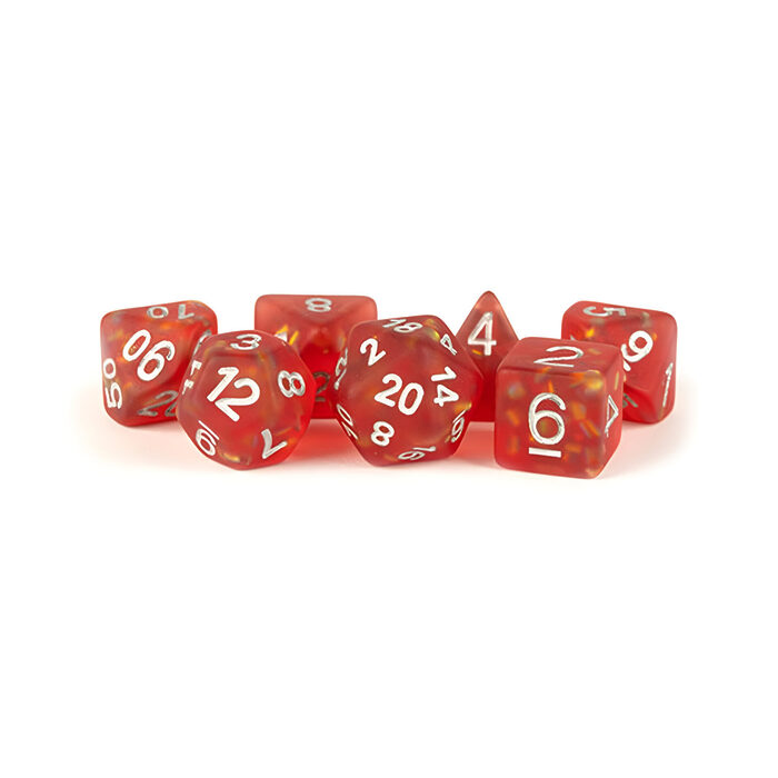 Fanroll – 16mm Resin Polyhedral Dice Set: Icy Opal Red