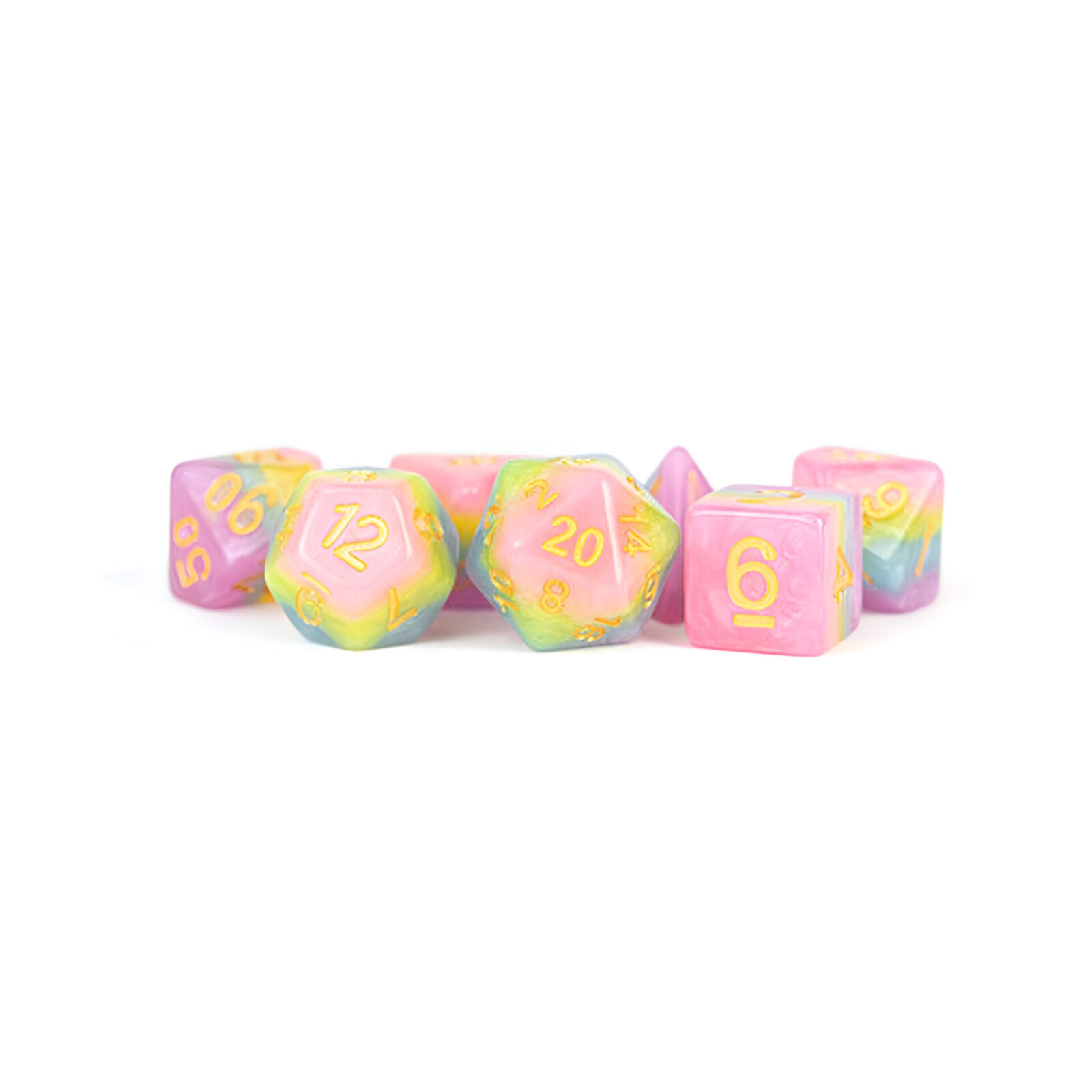 Fanroll – 16mm Resin Polyhedral Dice Set: Pastel Fairy