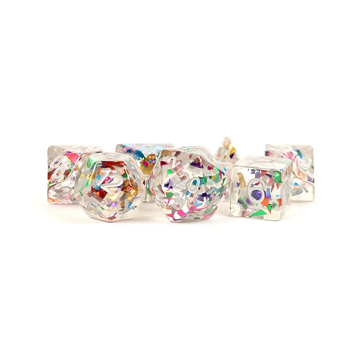 Fanroll – 16mm Resin Polyhedral Dice Set: Rainbow Foil 3