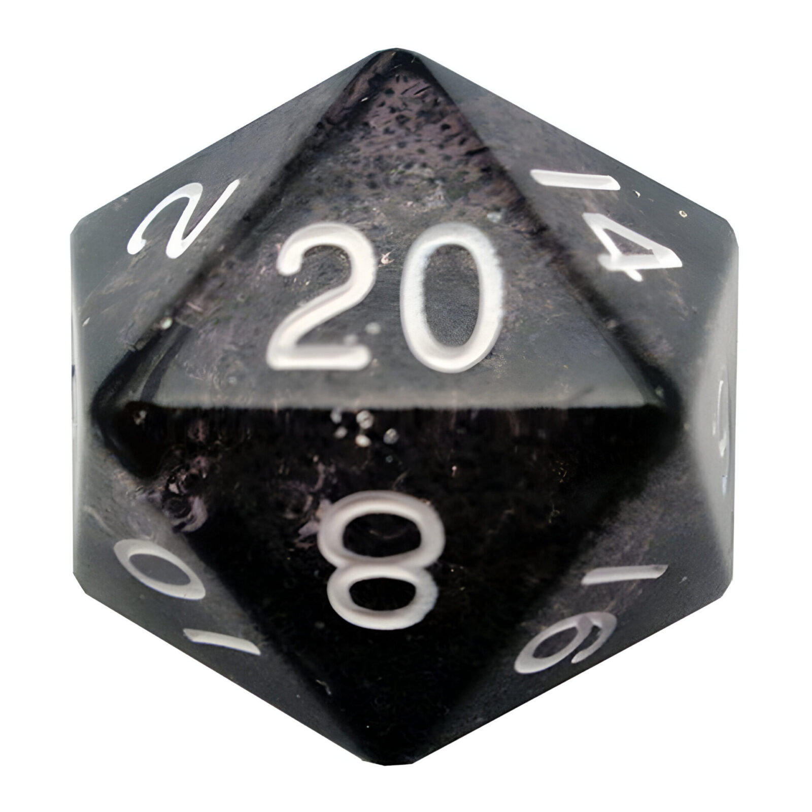 Fanroll – 35mm Mega Acrylic D20 – Ethereal Black with White Numbers