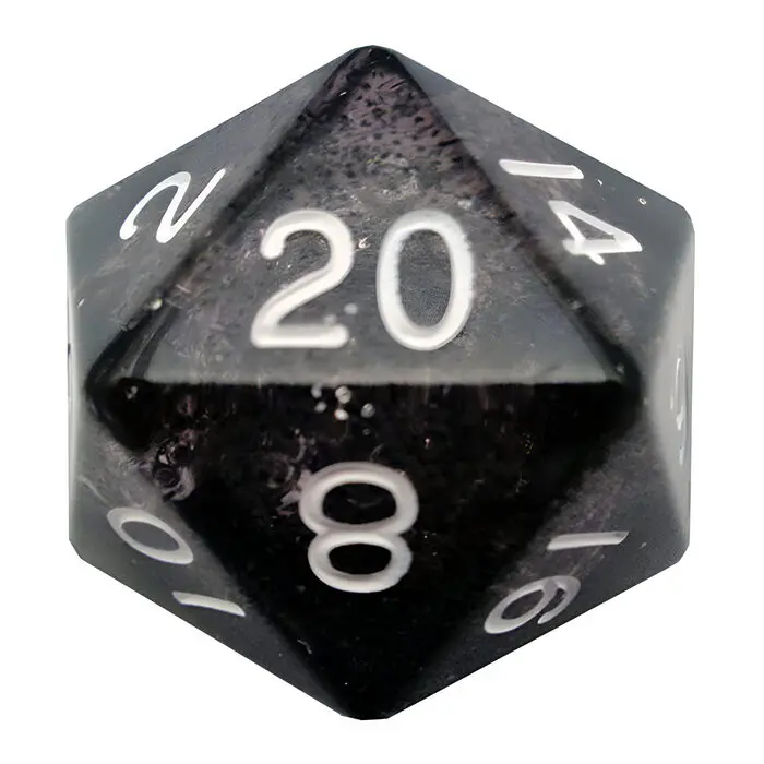 Fanroll – 35mm Mega Acrylic D20 – Ethereal Black with White Numbers 3