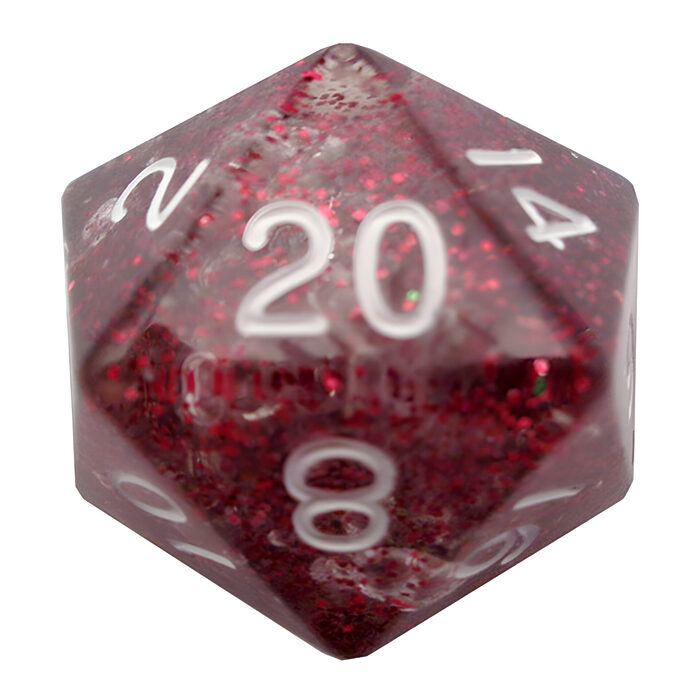 Fanroll – 35mm Mega Acrylic D20 – Ethereal Light Purple with White Numbers