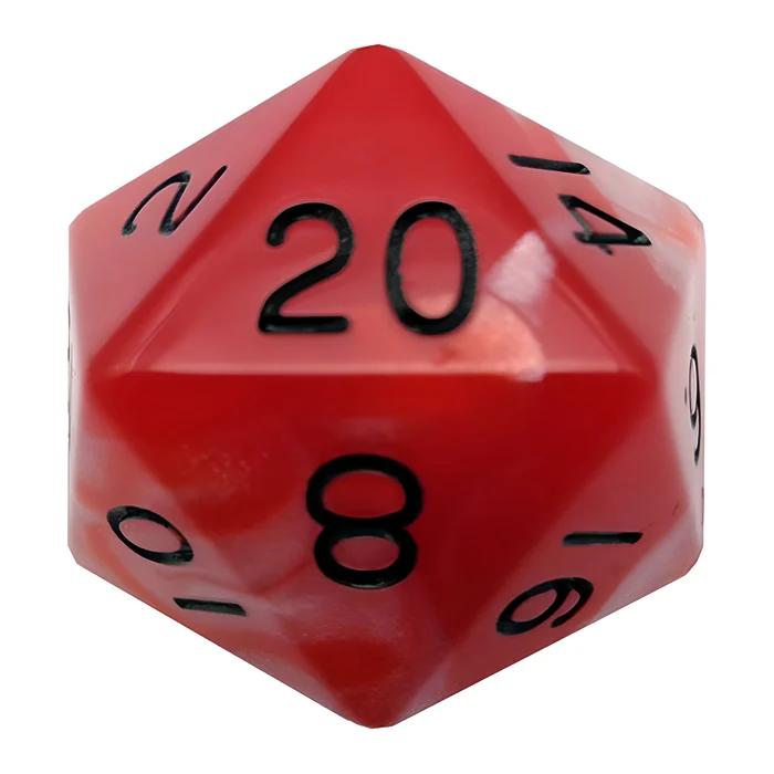 Fanroll – 35mm Mega Acrylic D20 – Red/White w/ Black Numbers 3