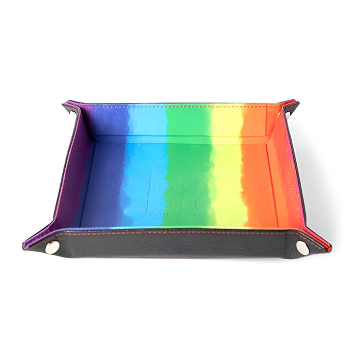 Fanroll – Fold Up Velvet Dice Tray w/ PU Leather Backing – Watercolor Rainbow 3