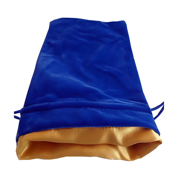 Fanroll – Large Velvet Dice Bag – Blue w/ Gold Satin 3