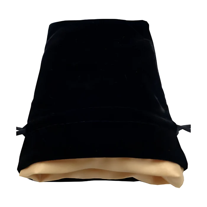 Fanroll – Small Velvet Dice Bag – Black w/ Gold Satin 3
