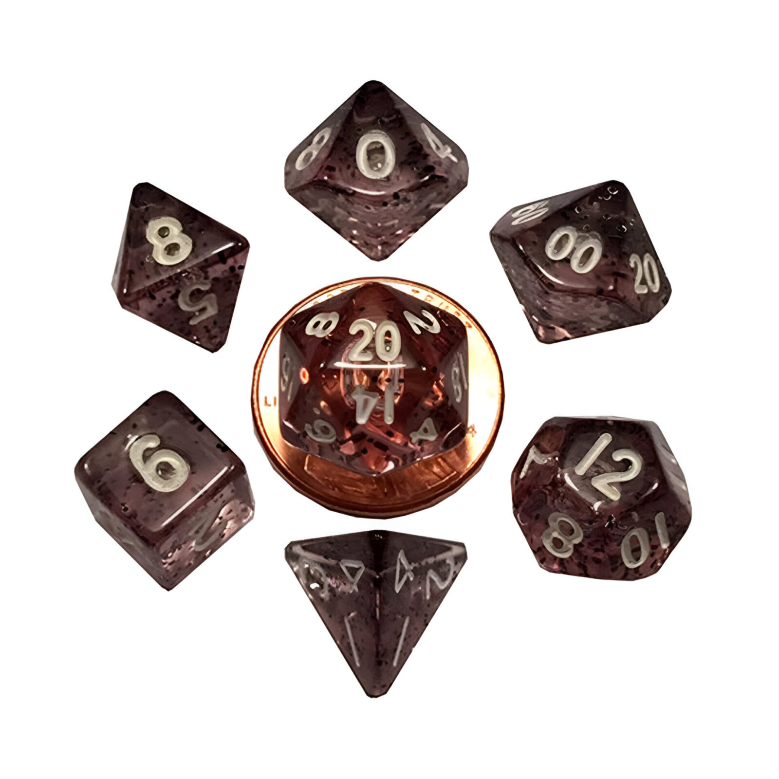 Fanroll – 10mm Mini Polyhedral Dice set – Ethereal Black