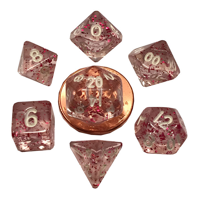 Fanroll – 10mm Mini Polyhedral Dice set – Ethereal Light Purple