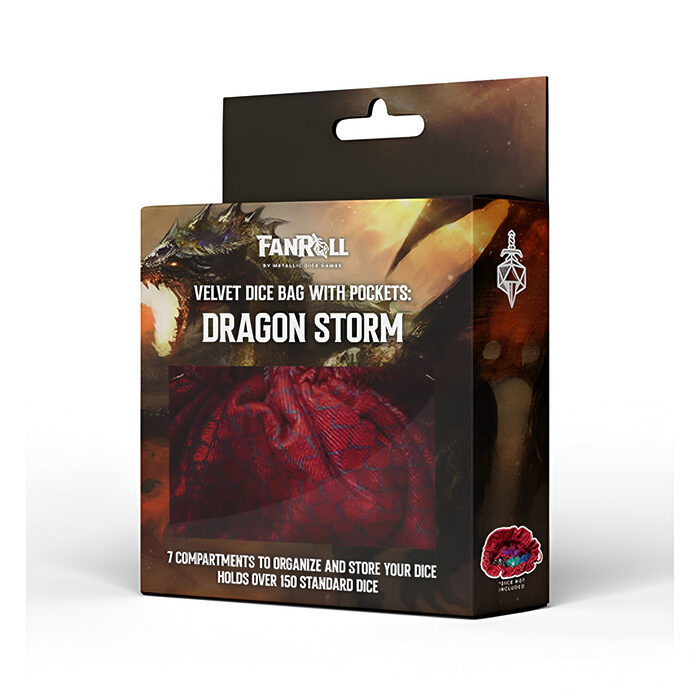 Fanroll – Dragon Storm Velvet Compartment Dice Bag – Red Dragon Scales