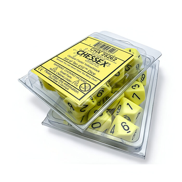 Chessex – Opaque Pastel D10 10 Dice Set – Yellow/Black