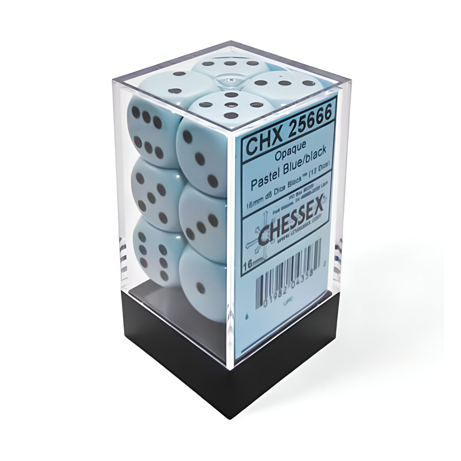 Chessex – Opaque Pastel 16mm D6 Dice Block – Blue/Black