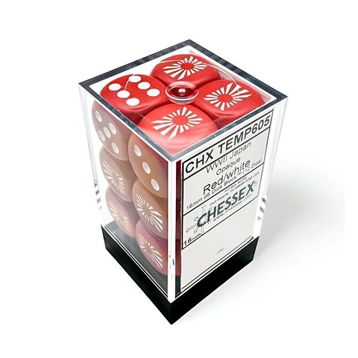 Chessex – Opaque WW2 16mm D6 Dice Block – Japan Red/White 3