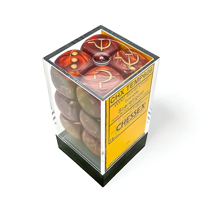 Chessex – Scarab WW2 16mm D6 Dice Block – Soviet Scarlet/Gold 3