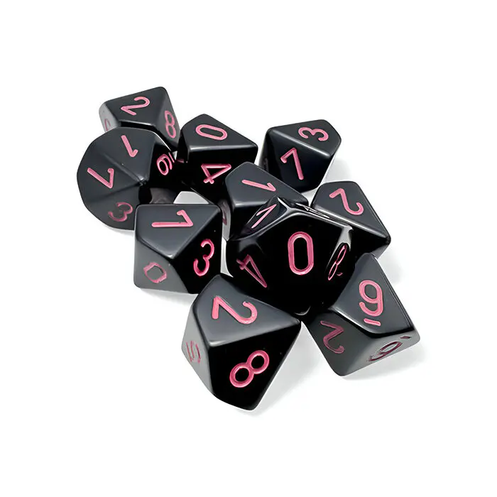 Chessex – Opaque D10 10 Dice Set – Black/Pink 3